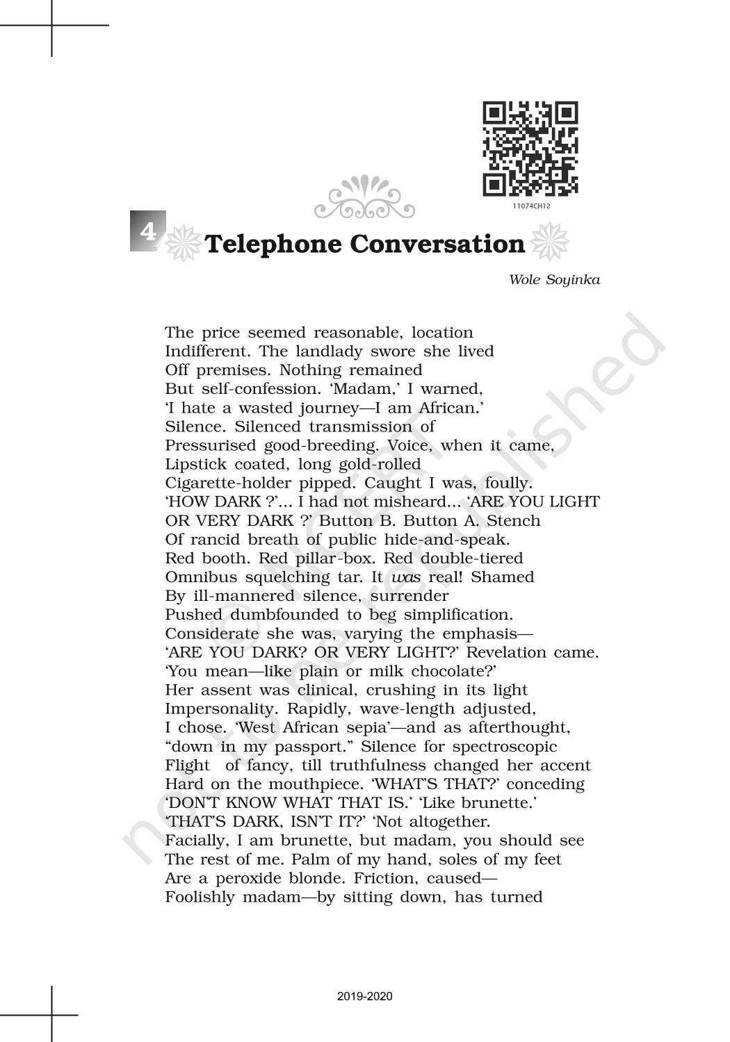 poetry essay telephone conversation